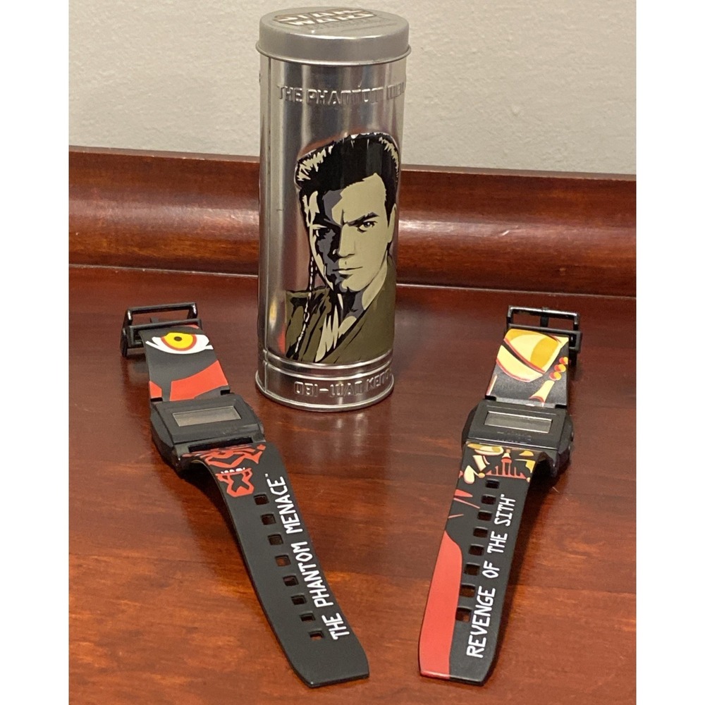 Star Wars Reversible Watches Phantom Menace w/ OBI-WAN Tin + Revenge of Sith EC